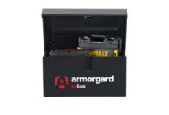 Armorgard OxBox Van Box OX05 - Tool Storage Box -Safe Deposit Shop ox05 front lid open w props