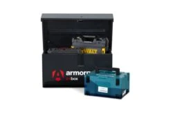 Armorgard OxBox Van Box OX05 - Tool Storage Box -Safe Deposit Shop ox05 front lid open w props 2